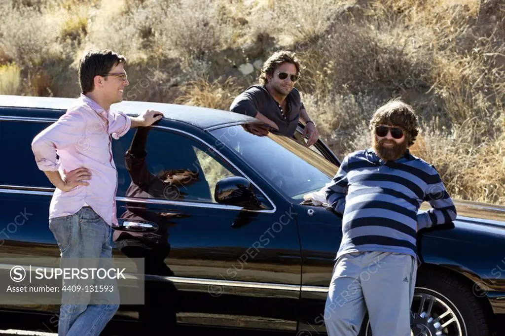 BRADLEY COOPER, ZACH GALIFIANAKIS and ED HELMS in THE HANGOVER PART III (2013), directed by TODD PHILLIPS.