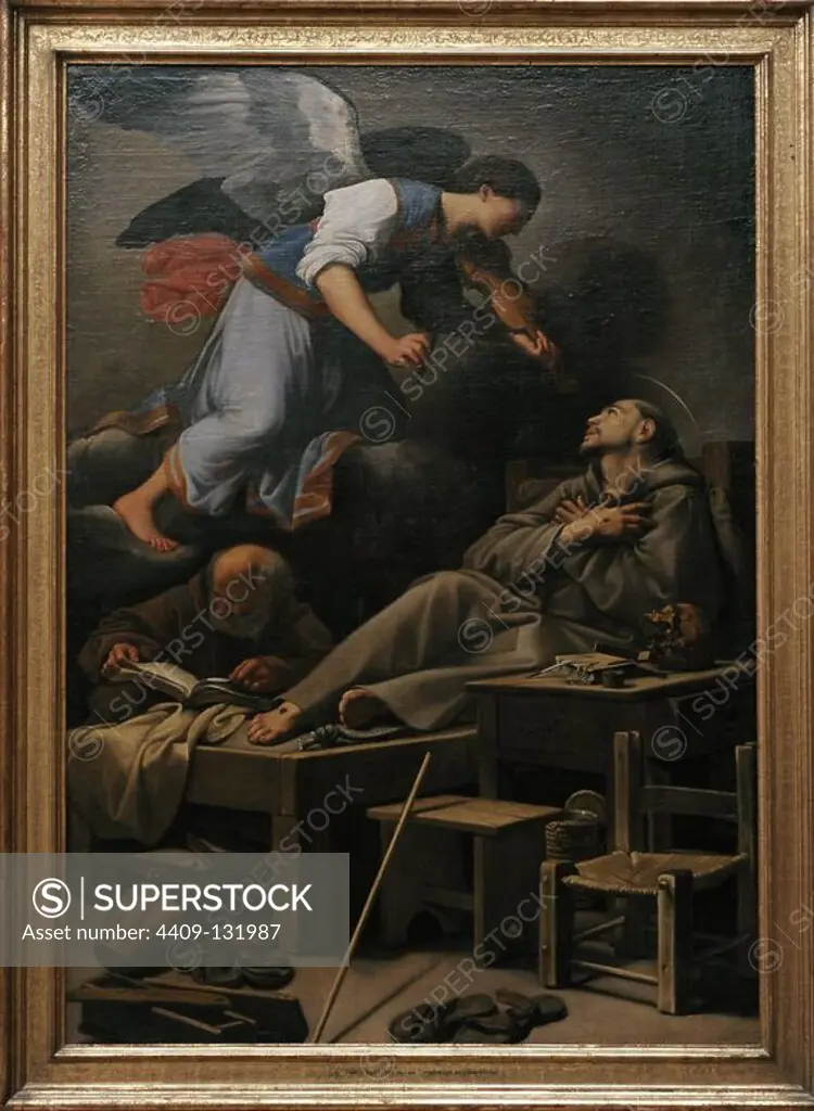 Carlo Saraceni (1580-1620). Italian painter. The Vision of Saint Francis, ca. 1620. Alte Pinakothek. Munich. Germany.