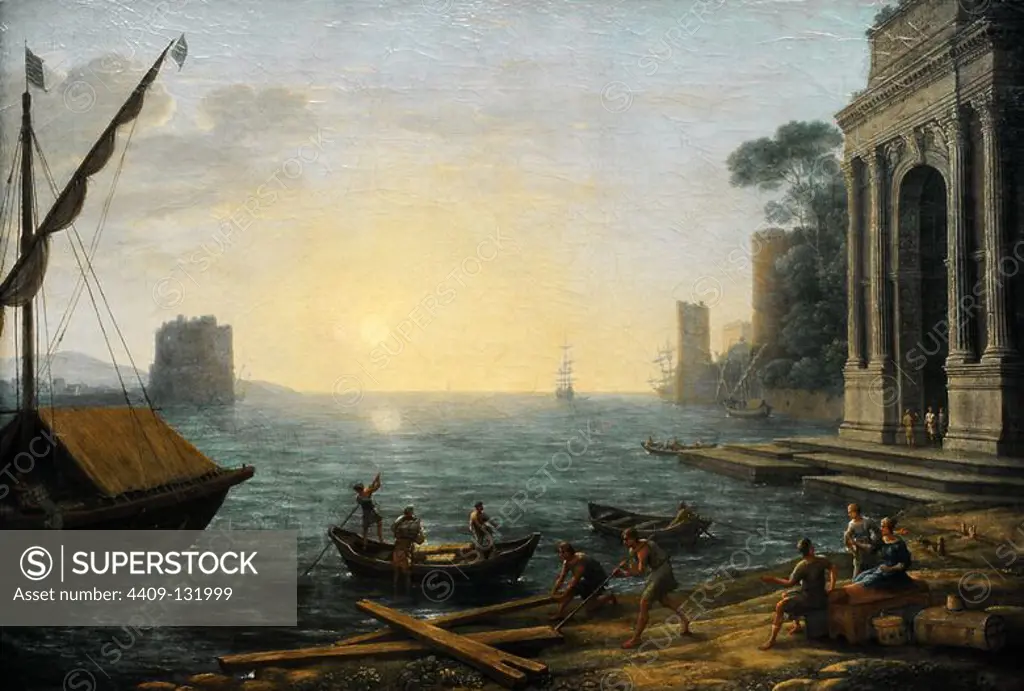 Claude Lorrain (1600-1682). French painter. Seaport at sunrise, 1674. Alte Pinakothek. Munich. Germany.