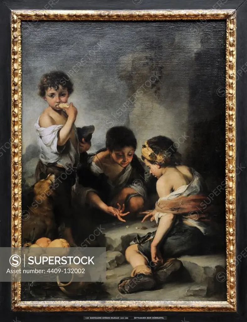 Bartolome Esteban Murillo (1618-1682). Spanish painter. Beggar boys playing dice, 1675. Alte Pinakothek. Munich. Germany.