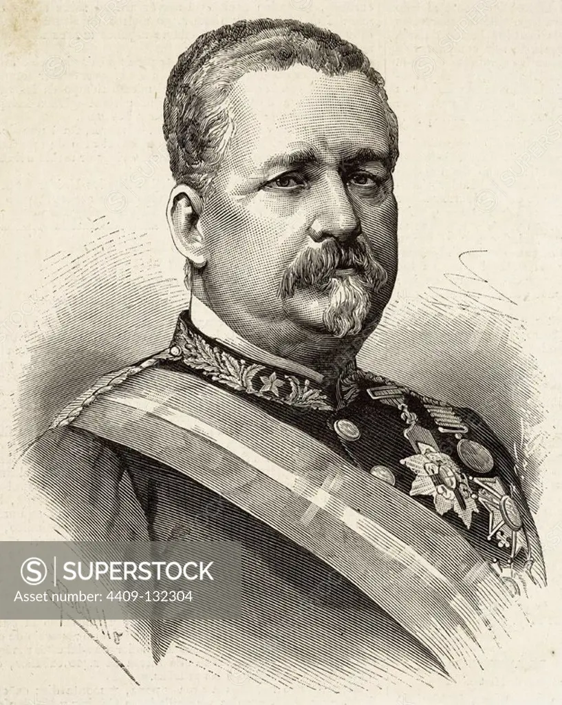 Jenaro Quesada y Matheus, 1st Marquis of Miravalles, Grandee of Spain. (1818 Ð 1889). Spanish soldier. Engraving. The Spanish and American illustration, 1884.