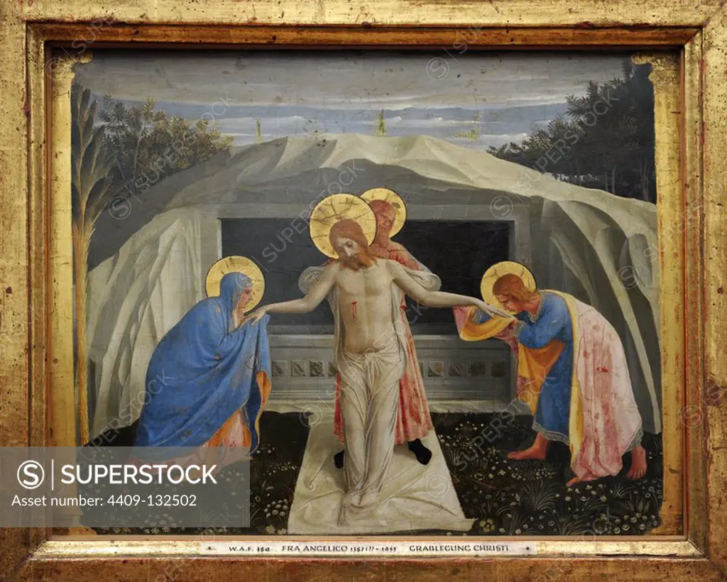 Fra Angelico (1395-1455). Italian Renaissance painter. Entombment of Christ. Abou 1438-1440. Alte Pinakothek. Munich. Germany.