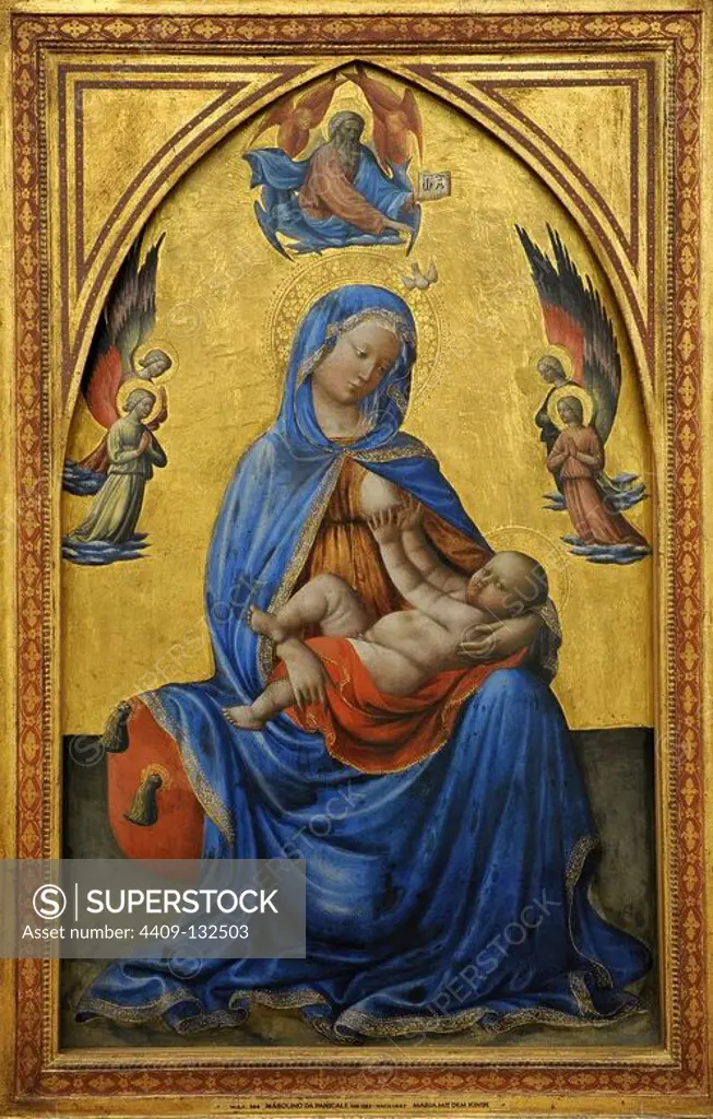 Masolino da Panicale (1383-1447)- Italian painter. Renaissance. Madonna with Child. Alte Pinakothek. Munich. Germany.