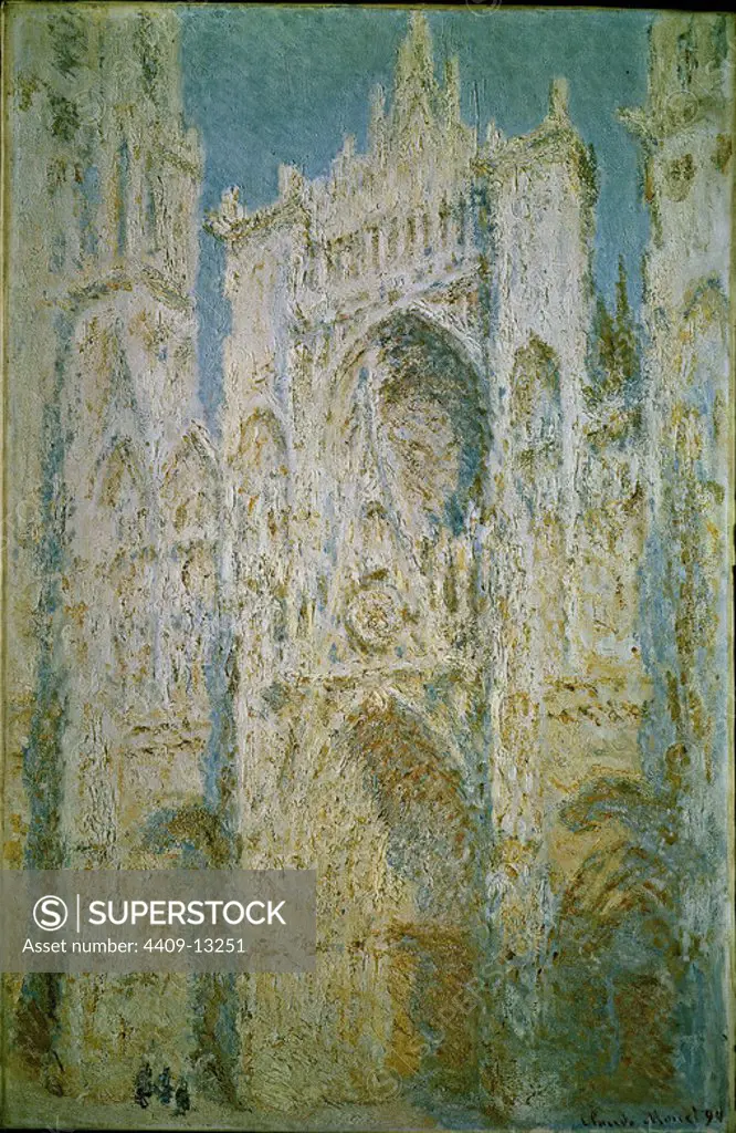French school. Rouen Cathedral, West Façade, Sunlight. La cathédrale de Rouen, façade ouest. 1894. Oil on canvas (100 x 65 cm). Washington, National Gallery of Art. Author: CLAUDE MONET. Location: NATIONAL GALLERY. WASHINGTON D. C.