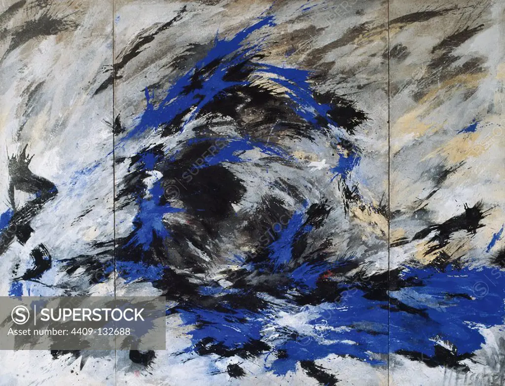 ARTE S. XX. FISCHER, Manfred. Pintor. "SEITENLAGE" (1997). Tamaño: 200 x 260 cm. Técnica mixta sobre tela.