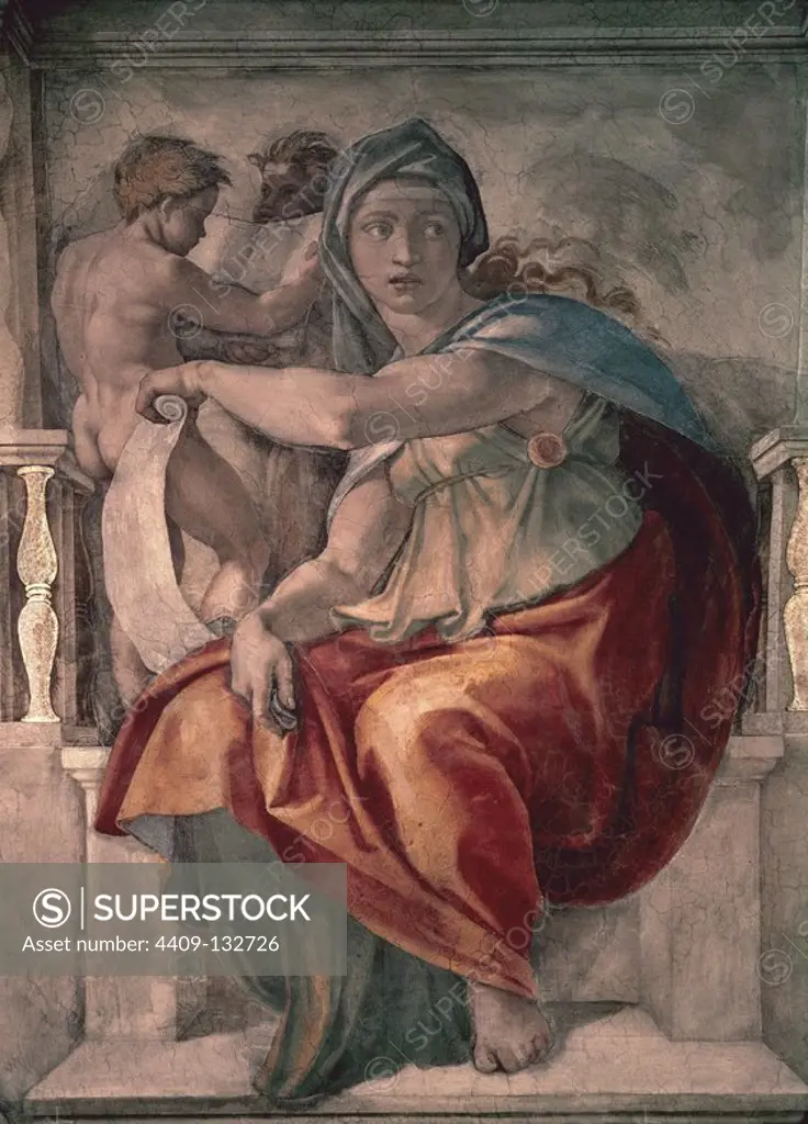 SIBILA DELFICA - 1508-1512 - RENACIMIENTO ITALIANO. Author: Michelangelo. Location: MUSEOS VATICANOS-CAPILLA SIXTINA. VATICANO.