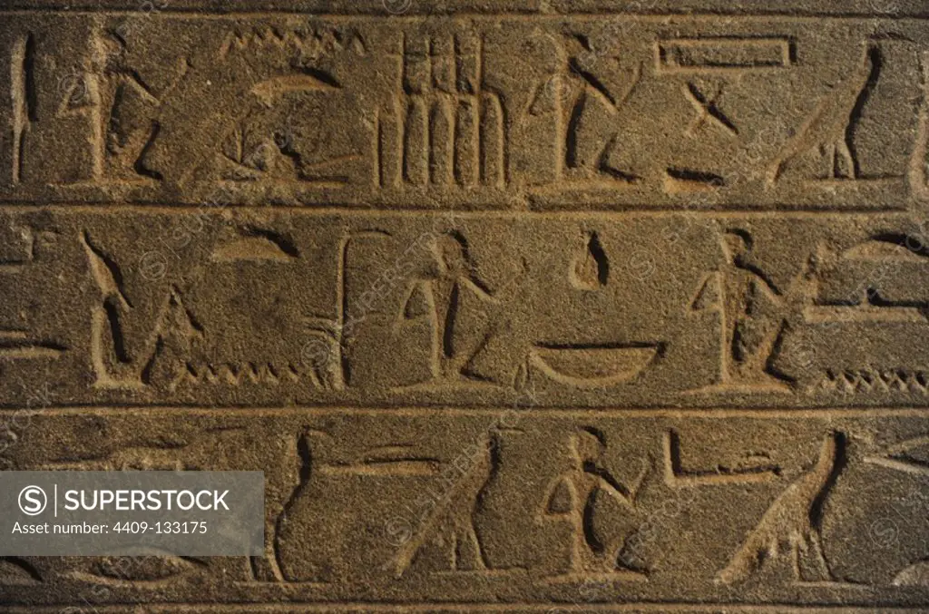 Border stela of King Sesostris III. Quartzite. Middle Kingdom. 12th Dynasty. 1860 BC. From Semna, Nubia. Neues Museum. Berlin. Germany.