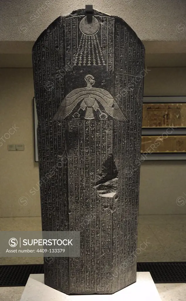 Djehapimu sarcophagus lid. High Royal official. Late Period. 746-332 BC. Granite. Neues Museum. Berlin. Germany.
