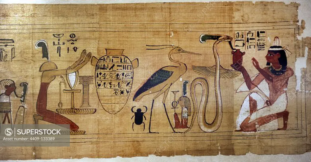 Guide to afterlife for Amunem-wija, chief of the domain. Papyrus. Third Intermediate Period. 21st Dynasty. 1075-946 BC. Thebes, Egypt. Neues Museum. Berlin. Germany.