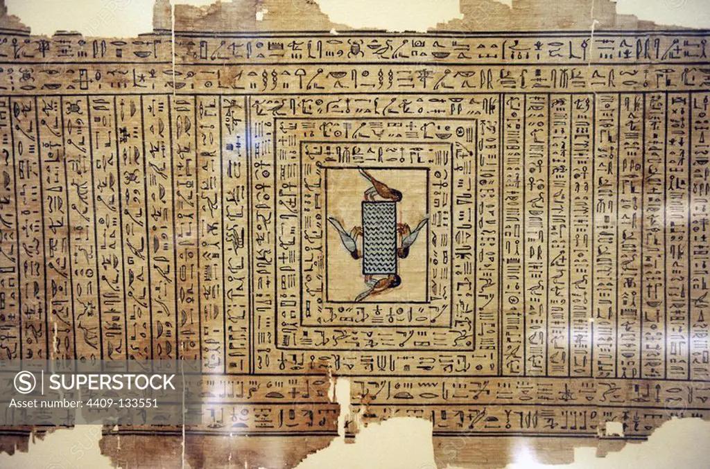 Book of the Death of the mistress Neferini. Papyrus. Cursive hieroglyphic. Ptolemaic Kingdom. 4th-1st century BC. Achmim, Egypt. Neues Museum. Berlin. Germany.