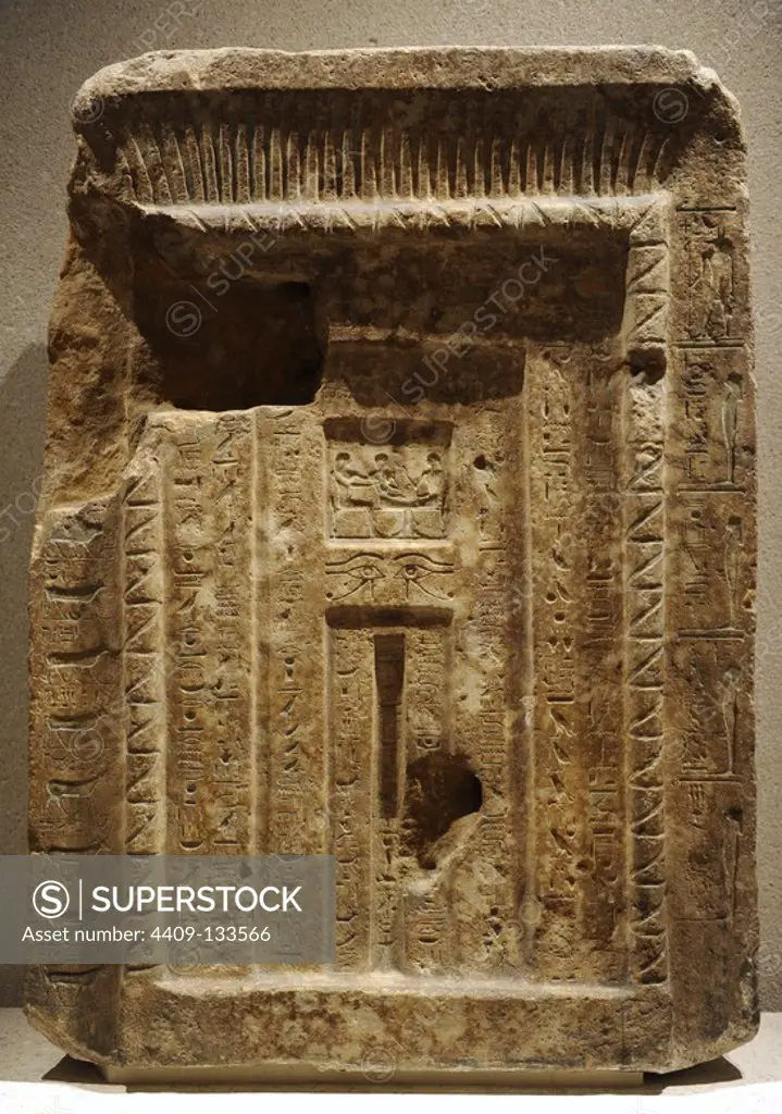 False door of Senenmut, architect and official government. Sandstone. New Kingdom. 18th Dynasty. 1480-1460 BC. West Thebes. Neues Museum. Berlin. Germany.