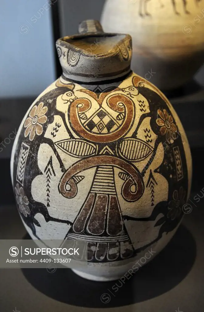 Decorated jug. Free Field Style. Pottery. 8th-6th centuries BC. From Cyprus. Neues Museum. Berlin. Germany.