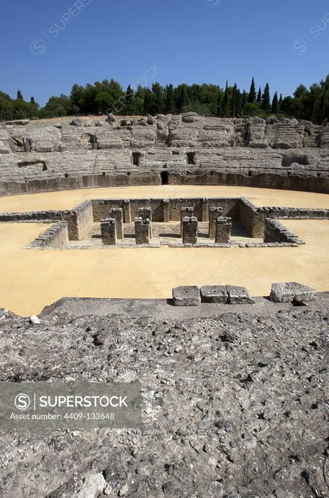 Spain. Italica. Roman city founded c. 206 BC. Amphitheatre. 117-138 BC. Andalusia.