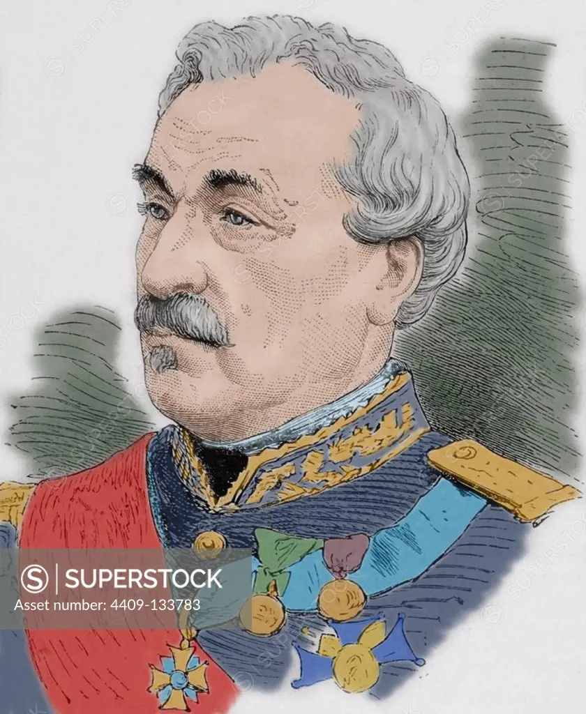 Charles Cousin-Montauban (1796-1878). French general and statesman. Engraving in The Spanish and American Illustration, 1870. Colored.