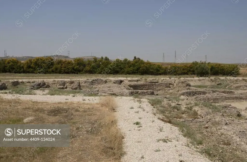 Spain. Italica. Roman city founded c. 206 BC. Thermae, Large Baths. Near Santiponce. Ruins. Andalusia.