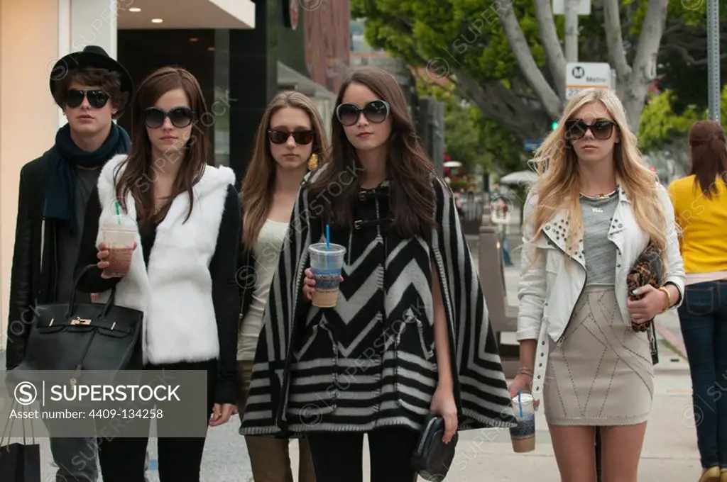EMMA WATSON, ISRAEL BROUSSARD, TAISSA FARMIGA, CLAIRE JULIEN and KATIE CHANG in THE BLING RING (2013), directed by SOFIA COPPOLA.