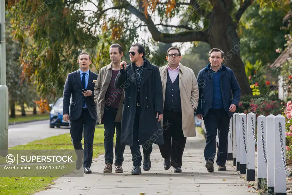 NICK FROST, SIMON PEGG, PADDY CONSIDINE, MARTIN FREEMAN and EDDIE MARSAN in THE WORLD'S END (2013), directed by EDGAR WRIGHT.