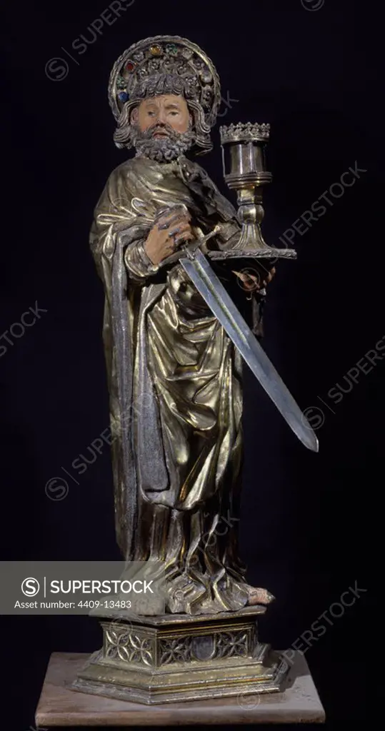 Statuette of Saint Paul. Silver. 15th century. Burgos, cathedral. Location: CATEDRAL-INTERIOR. BURGOS. SPAIN. SAINT PAUL THE APOSTLE. SAN PABLO DE TARSO. TARSO PABLO DE. SAULO.