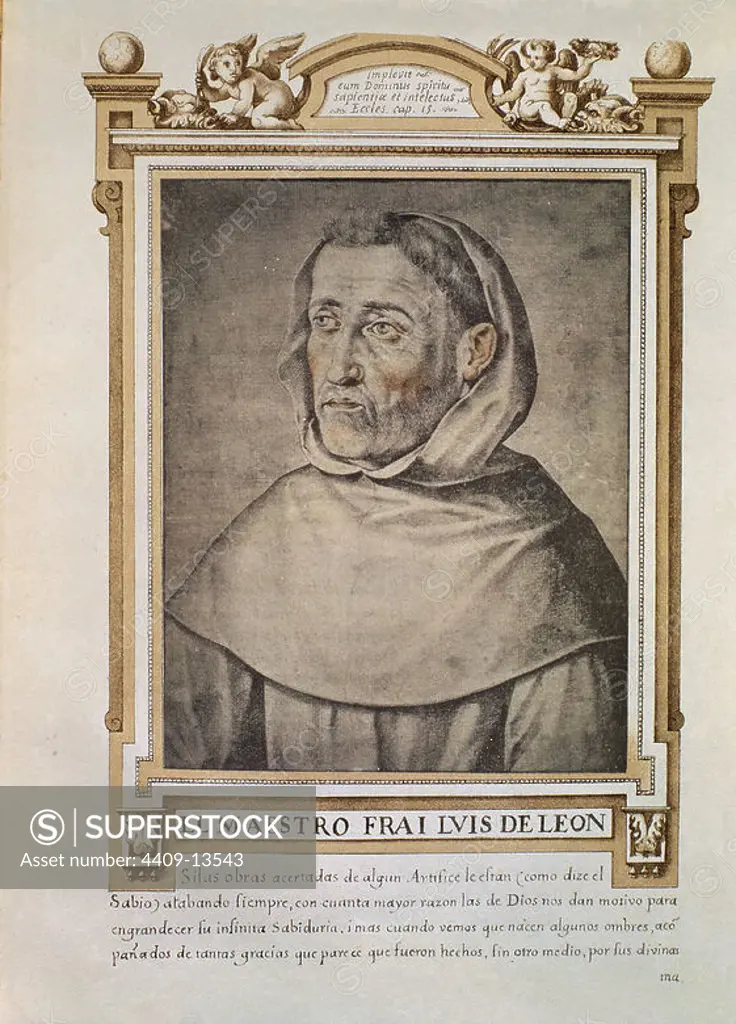 FRAY LUIS DE LEON (1527-1591) - POETA RENACENTISTA - LIBRO DE RETRATOS DE ILUSTRES Y MEMORABLES VARONES. Author: FRANCISCO PACHECO. Location: BIBLIOTECA NACIONAL-COLECCION. MADRID.