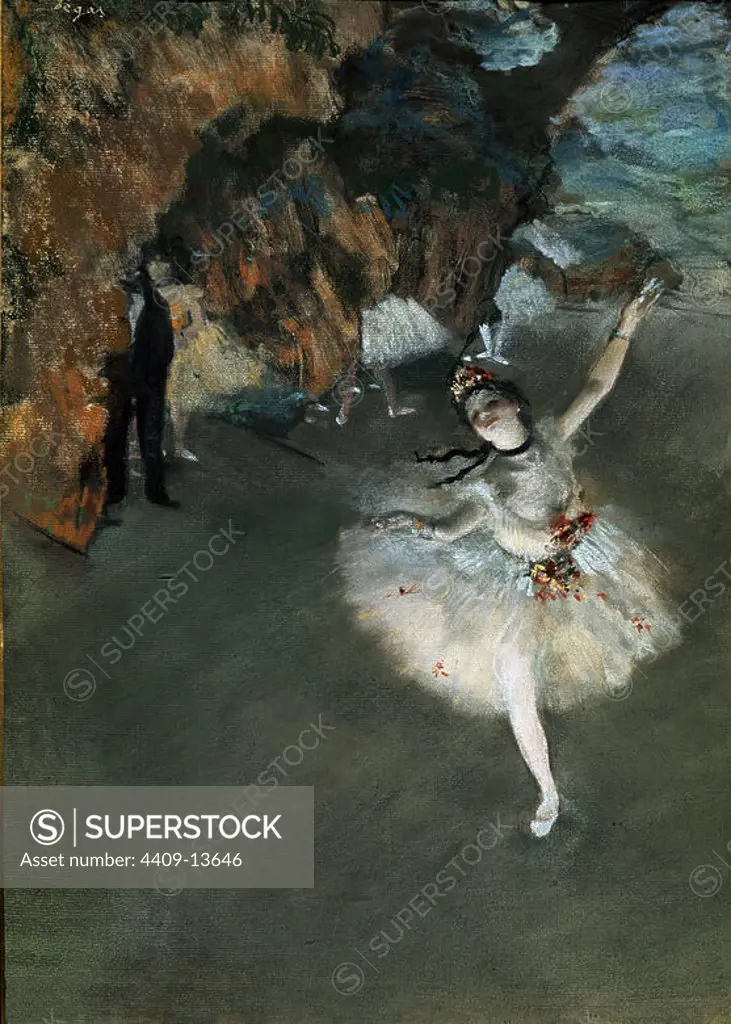 The Star, or Dancer on the stage - ca. 1876/77 - 60x44 cm - pastel on paper. Author: EDGAR DEGAS. Location: MUSEE D'ORSAY. France.