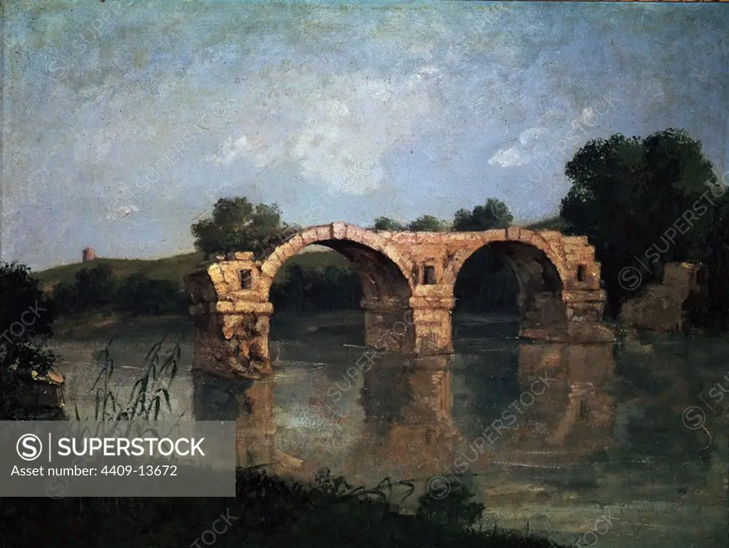 French school. Pont-Ambruis. Pont Ambroix. Montpellier, Fabre museum. Author: GUSTAVE COURBET. Location: MUSEO FABRE. Montpellier. France.