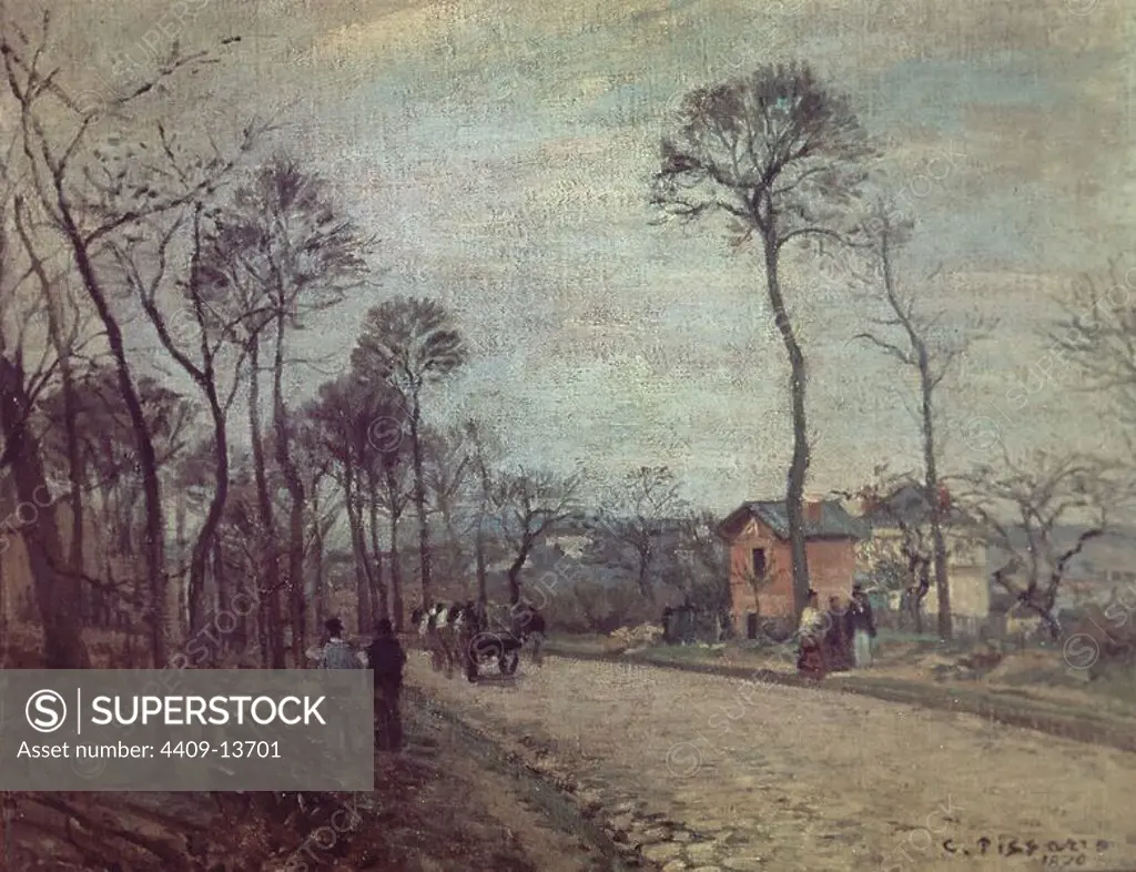 The Road from Louveciennes - 1870 - 46,5x55 cm - oil on canvas. Author: CAMILLE PISSARRO. Location: MUSEE D'ORSAY. France.