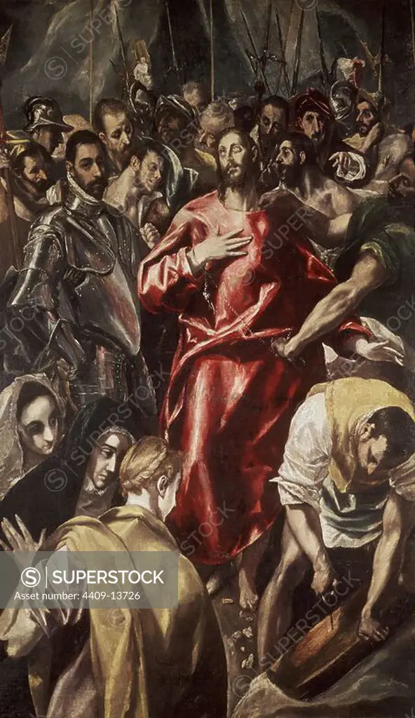EL EXPOLIO - 1580-86 - OLEO/LIENZO - 72 x 44 cm - MANIERISMO ESPAÑOL. Author: EL GRECO. Location: ALTE PINAKOTHEK. MUNICH. GERMANY. JESUS. MARY MAGDALENE. Mary Of Clopas. VIRGIN MARY. CRISTO EXPOLIO. TRES MARIAS.