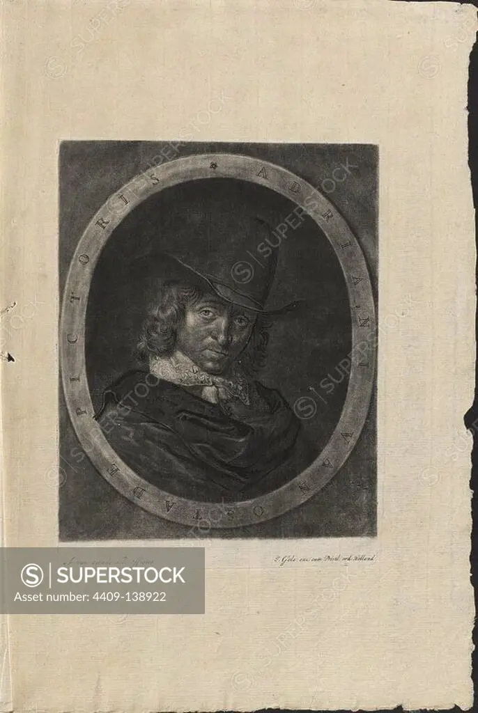 ADRIANI VAN OSTADE (1610/1685) - GRABADO REALIZADO POR JACOB GOLE (1660-1737). Author: ADRIAEN VAN OSTADE. Location: PRIVATE COLLECTION.