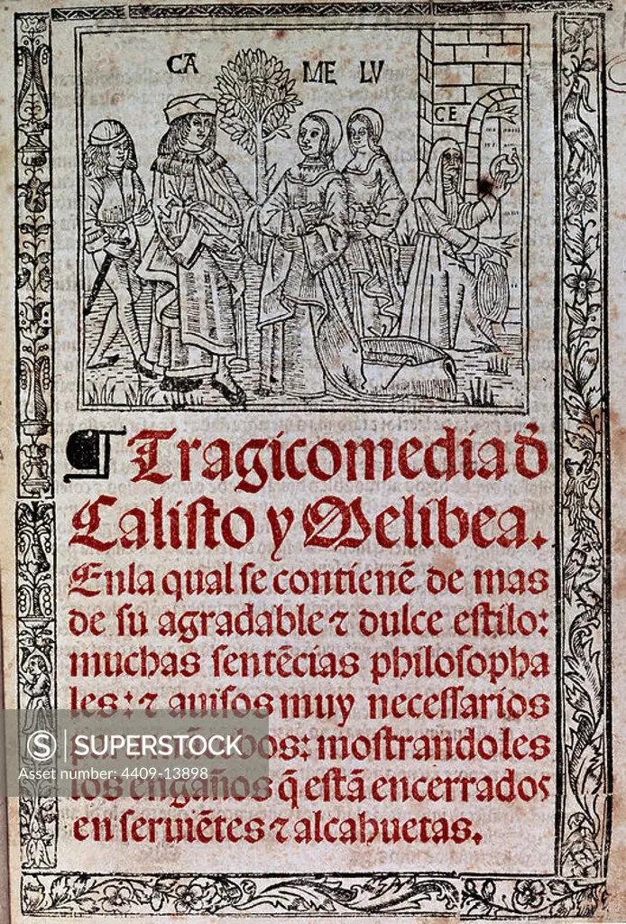 LA CELESTINA 1531- PORTADA- TRAGICOMEDIA DE CALISTO Y MELIBEA. Author: ROJAS FERNANDO DE. Location: BIBLIOTECA DE CATALUÑA-COLECCION. Barcelona. SPAIN.