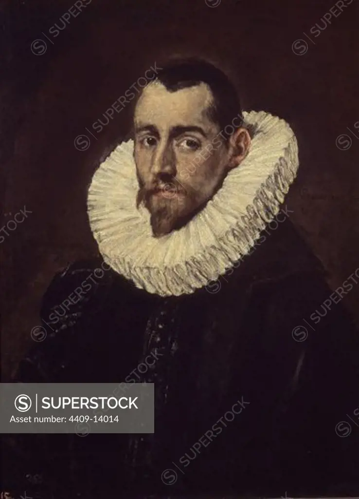Portrait of a young knight - 1601/14 - 65x49 cm - oil on canvas - NP 811. Author: EL GRECO. Location: MUSEO DEL PRADO-PINTURA, MADRID, SPAIN. Also known as: CABALLERO JOVEN.