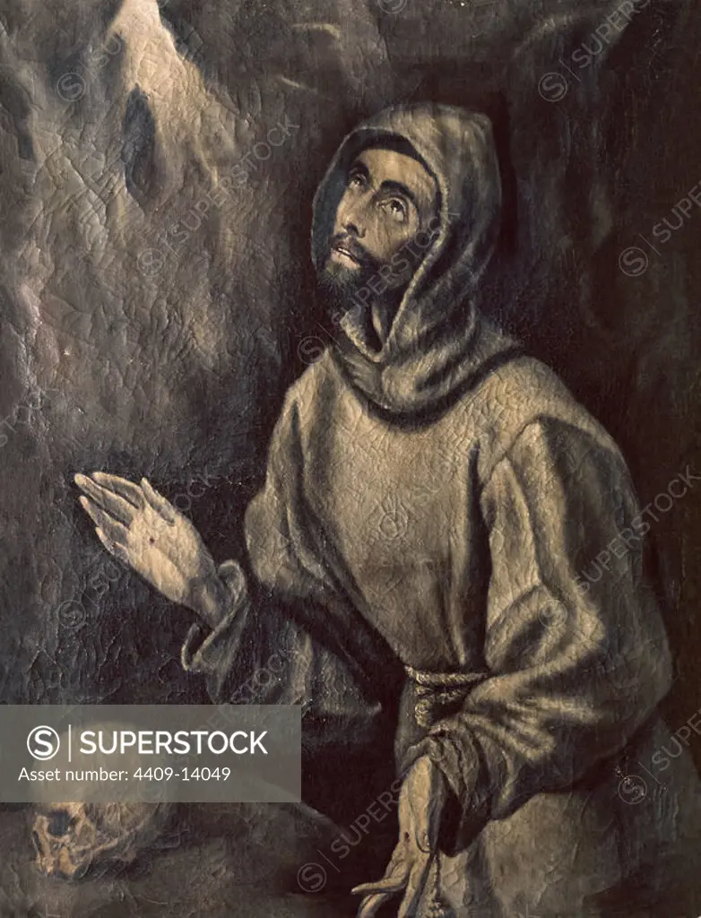 St. Francis of Assisi Receiving the Stigmata - ca. 1595 - 76x57 cm - oil on canvas - Spanish Mannerism. Author: EL GRECO. Location: MUSEO HOSPITAL DE SANTA CRUZ. Toledo. SPAIN.