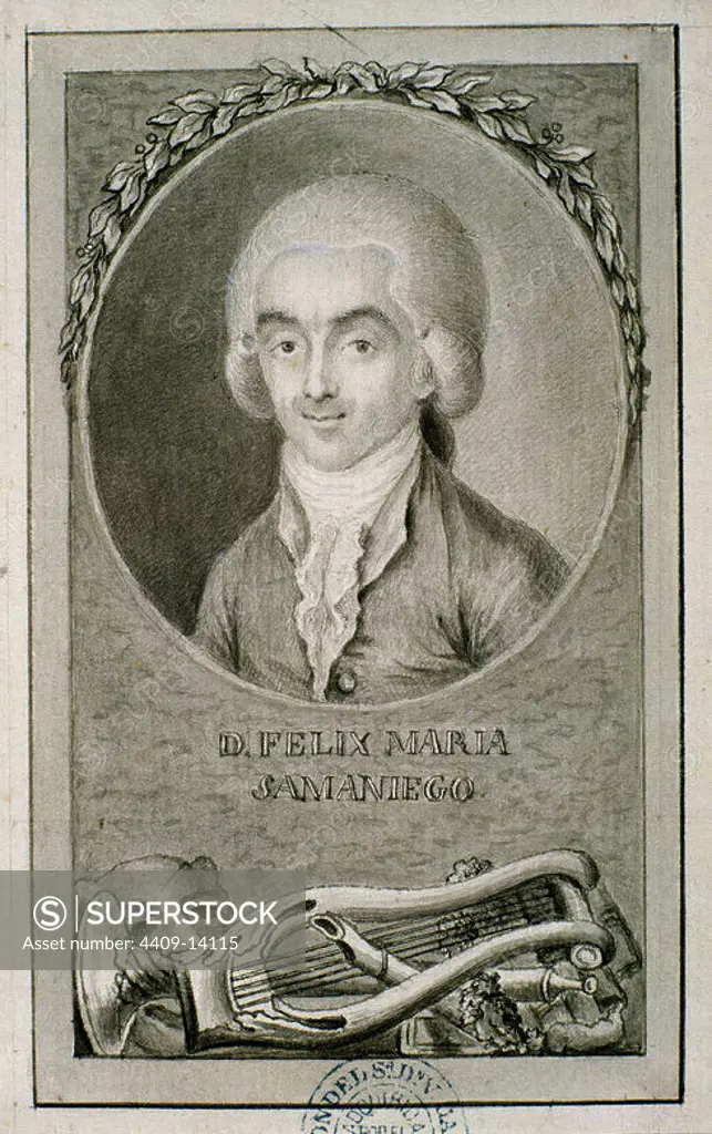 FELIX MARIA SAMANIEGO (1745-1801)- DIBUJO A GRAFITO PARA GRABADO - SIGLO XVIII. Location: BIBLIOTECA NACIONAL-COLECCION. MADRID. SPAIN.