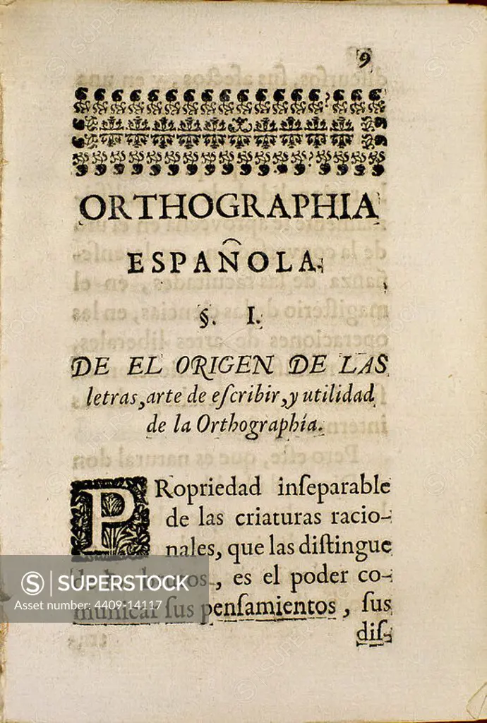 ORTOGRAFIA ESPAÑOLA 1742. Location: BIBLIOTECA NACIONAL-COLECCION. MADRID. SPAIN.