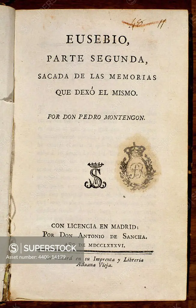 EL EUSEBIO 1786. Author: MONTENGON PEDRO. Location: BIBLIOTECA NACIONAL-COLECCION. MADRID. SPAIN.
