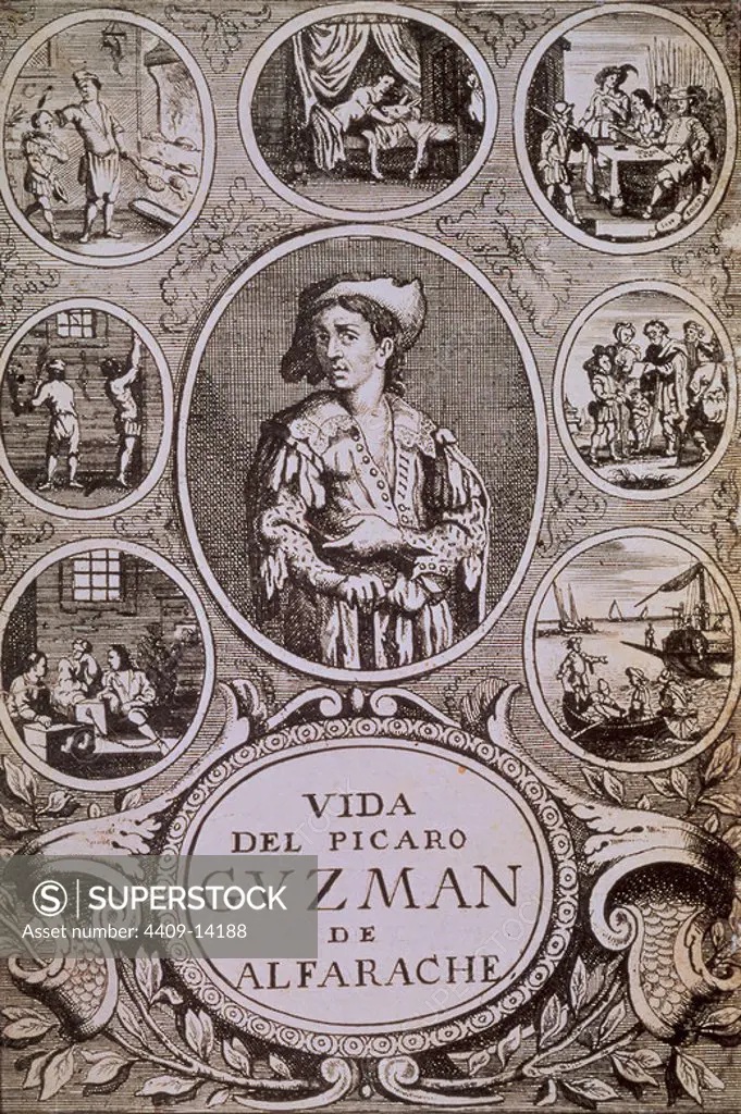 VIDA DEL PICARO GUZMAN DE ALFARACHE-AMBERES 1681. Author: MATEO ALEMAN. Location: BIBLIOTECA NACIONAL-COLECCION. MADRID. SPAIN.