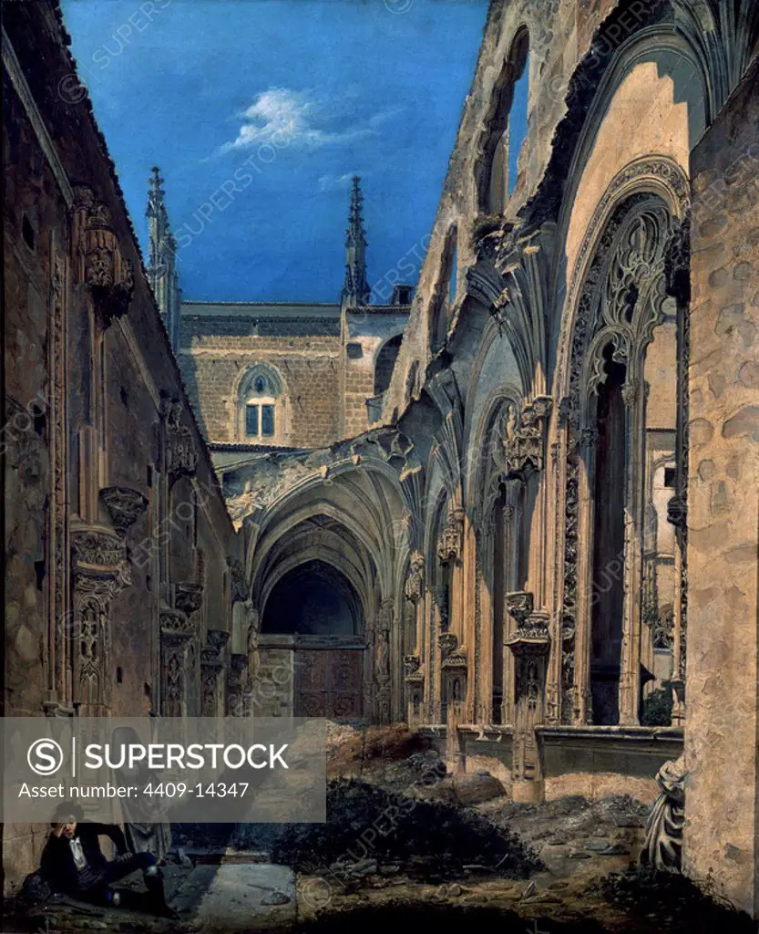'Ruinas de San Juan de los Reyes de Toledo', 1846, Oil on canvas, 80 x 65,70 cm. Author: CECILIO PIZARRO. Location: MUSEO ROMANTICO-PINTURA. MADRID. SPAIN.