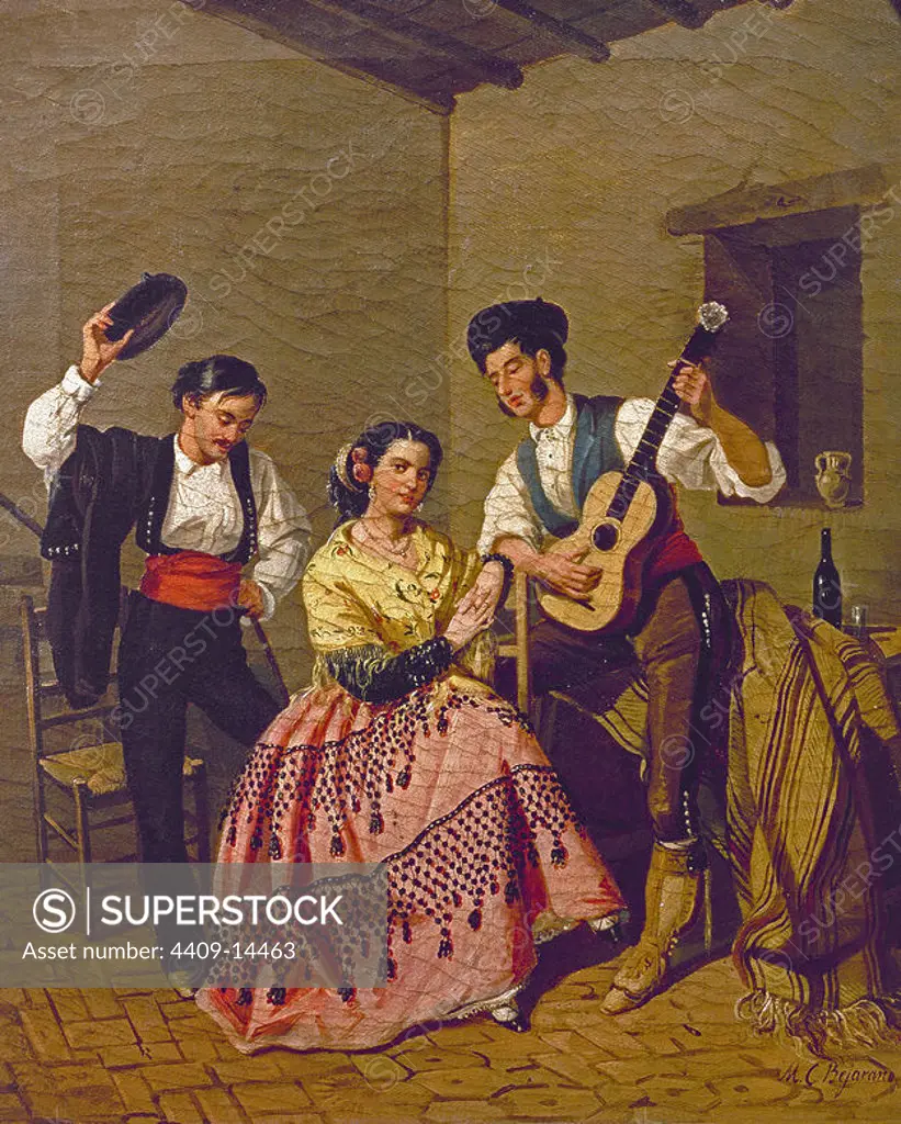 'La Copla', 1850-1890, Oil on canvas, 45,5 x 38,5 cm, CE0141. Author: MANUEL CABRAL AGUADO-BEJARANO. Location: MUSEO ROMANTICO-PINTURA. MADRID. SPAIN.