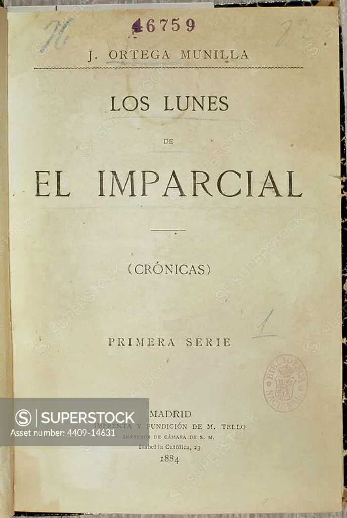 PORTADA LOS LUNES DEL IMPARCIAL. Author: ORTEGA MUNILLA. Location: BIBLIOTECA NACIONAL-COLECCION. MADRID. SPAIN.