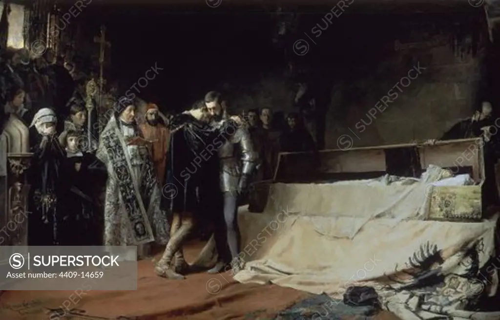 The Conversion of the Duke of Gandia - 1884 - oil on canvas - 315 x 500 cm - NP 6565. Author: MORENO CARBONERO JOSE. Location: MUSEO DEL PRADO-PINTURA, MADRID, SPAIN. Also known as: LA CONVERSION DEL DUQUE DE GANDIA-REPLICA.
