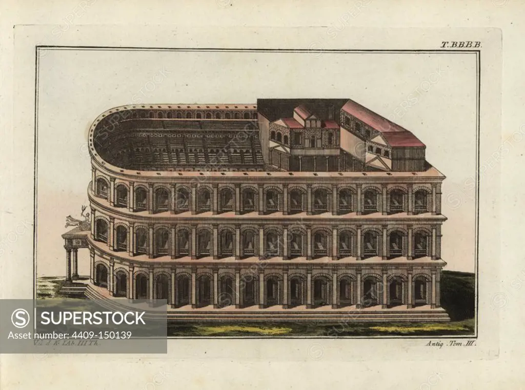 Roman theatre. Handcoloured copperplate engraving from Robert von Spalart's "Historical Picture of the Costumes of the Principal People of Antiquity and of the Middle Ages," Chez Collignon, Metz, 1810.