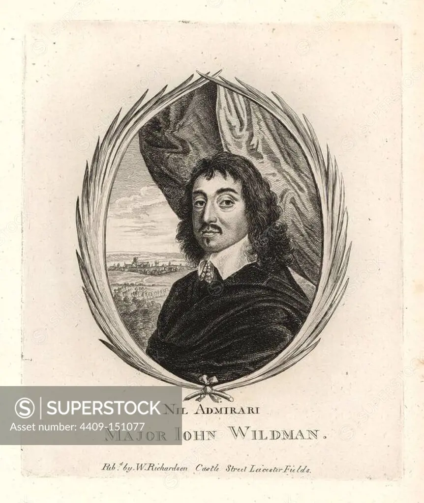 John Wildman, Major for the Parliament. From a scarce print by Wenceslas Hollar, 1653, inscribed "Nil Admirari." Copperplate engraving from Richardson's "Portraits illustrating Granger's Biographical History of England," London, 17921812. Published by William Richardson, printseller, London. James Granger (17231776) was an English clergyman, biographer, and print collector.