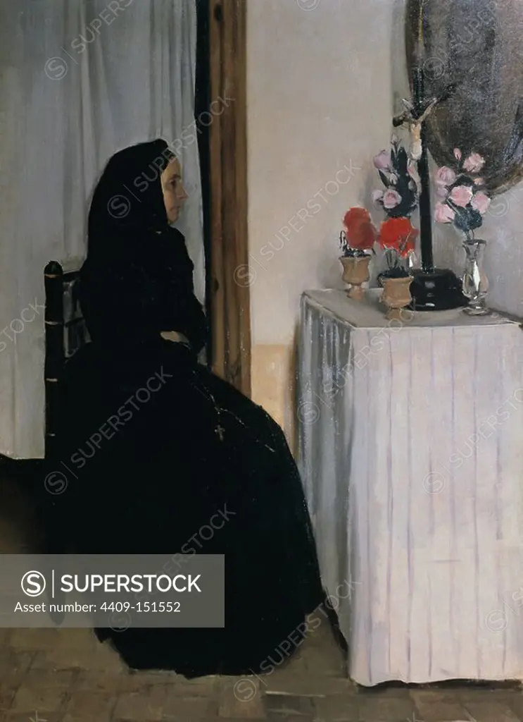 Ramon Casas (1866-1932). Spanish painter. The widow, 1890. Victor Balaguer Library and Museum. Vilanova i la Geltru. Spain.