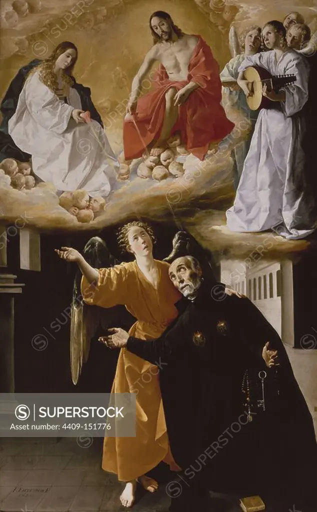 'Vision of Blessed Alonso Rodriguez', ca. 1630, Oil on canvas, 266 x 167 cm, Spanish Baroque. Author: FRANCISCO DE ZURBARAN. Location: ACADEMIA DE SAN FERNANDO-PINTURA. MADRID. SPAIN.