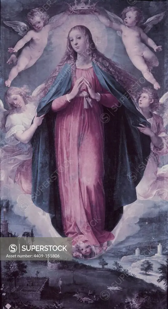 'Immaculate Conception', 16th century, Italian Mannerism. Author: GIUSEPPE CESARI. Location: ACADEMIA DE SAN FERNANDO-PINTURA. MADRID. SPAIN. VIRGIN MARY. INMACULADA CONCEPCION.