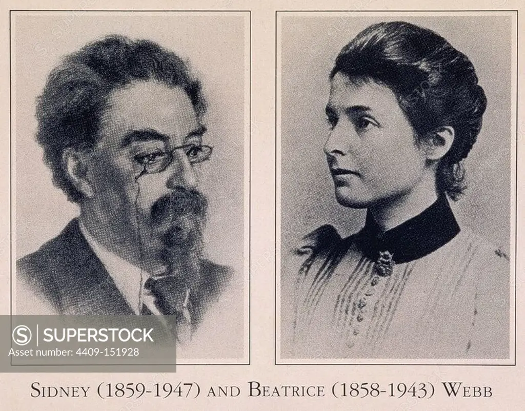 SIDNEY WEBB (1859-1947) Y BEATRICE WEBB (1858-1943) - MIEMBROS DE LA SOCIEDAD FABIANA.
