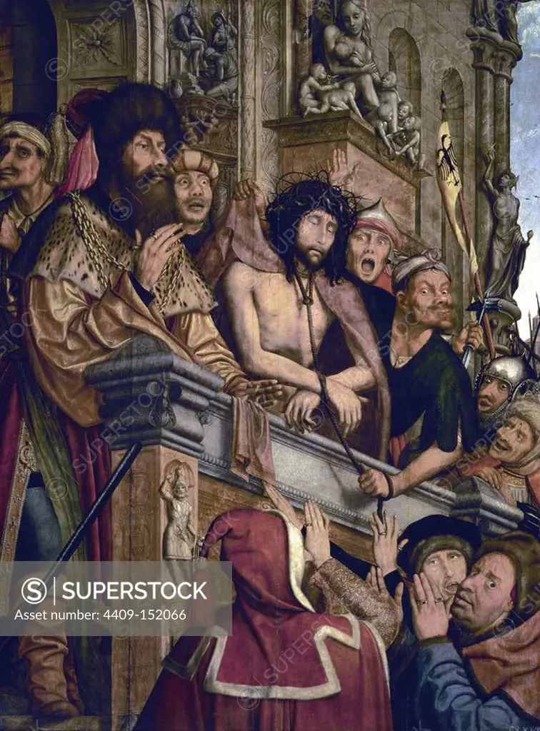 'Christ Presented to the People', 1518-1520, Oil on panel, 160 cm x 120 cm, P02801. Author: QUINTEN MASSYS (1466-1530). Location: MUSEO DEL PRADO-PINTURA. MADRID. SPAIN. JESUS. ECCE HOMO.