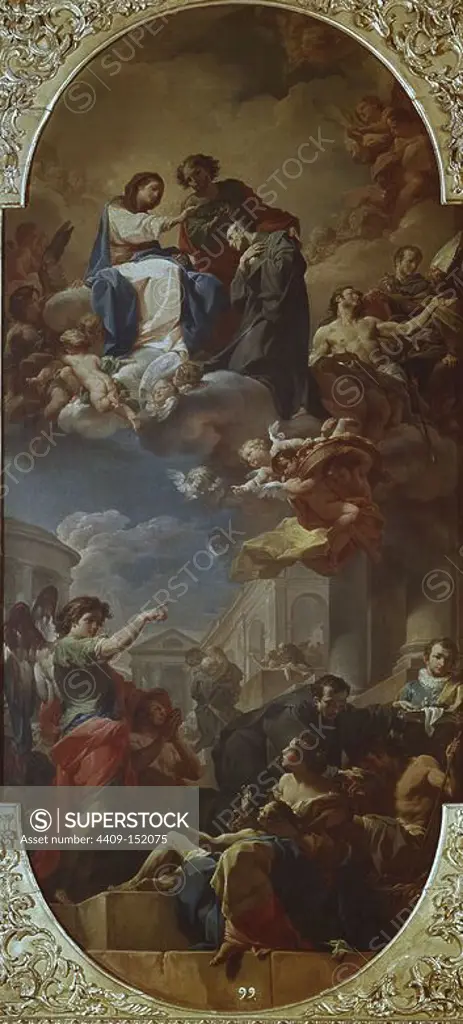 'Triunfo de San Juan de Dios', 1740, Italian School, Oil on canvas, 213 cm x 98 cm, P00110. Author: CORRADO GIAQUINTO (1703-1766). Location: MUSEO DEL PRADO-PINTURA. MADRID. SPAIN.
