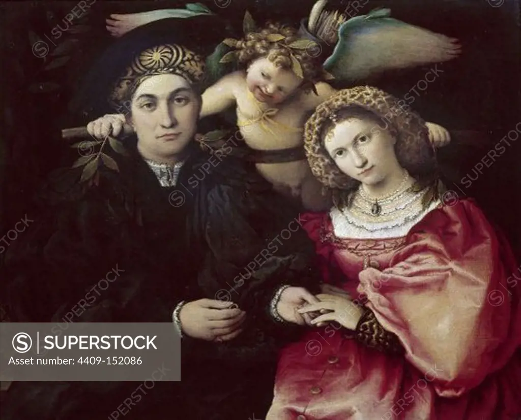 Signor Marsilio Cassotti and his Wife, Faustina - 1523 - 71x84 cm - oil on canvas - Italian Renaissance - NP 240. Author: LOTTO, LORENZO. Location: MUSEO DEL PRADO-PINTURA, MADRID, SPAIN. Also known as: MICER MARSILIO CASSOTTI Y SU ESPOSA FAUSTINA.