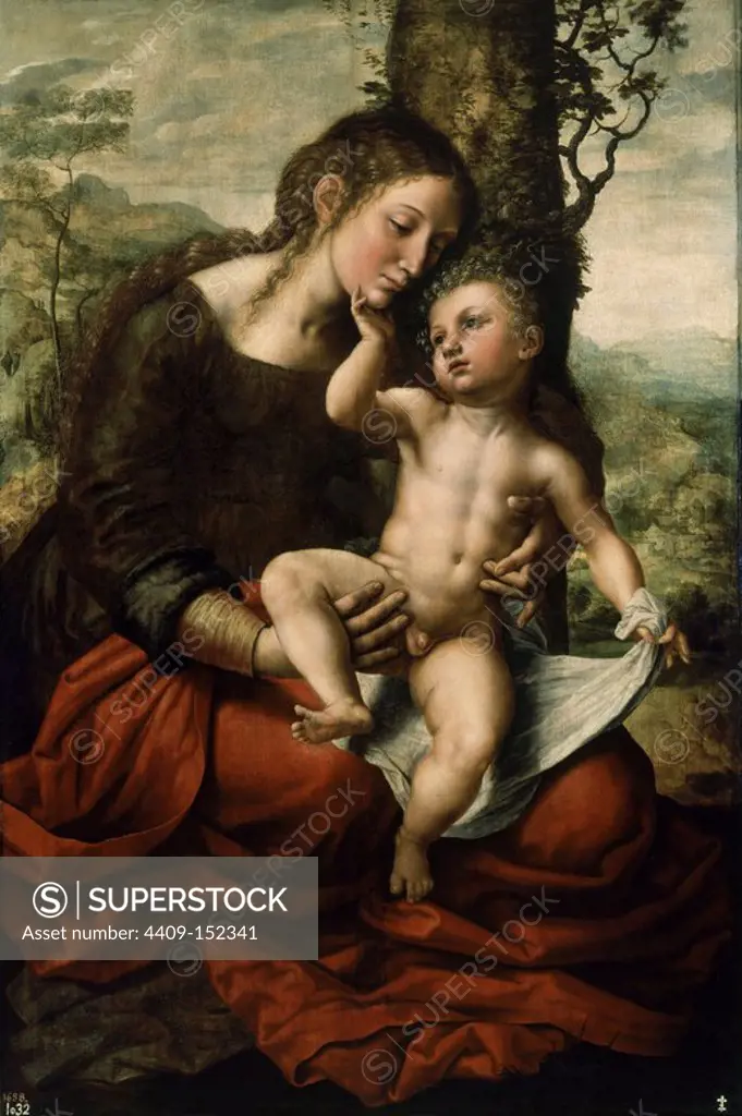 'Virgin and Child', 1543, Oil on panel, 135 cm x 91 cm, P01542. Author: HEMESSEN JAN SANDERS. Location: MUSEO DEL PRADO-PINTURA. MADRID. SPAIN. CHILD JESUS. VIRGIN MARY.