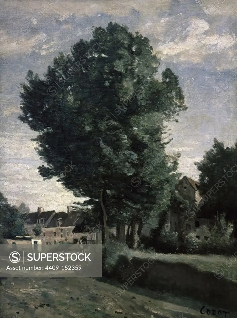 Outskirts of a village near Beauvais - ca. 1850 - 40x30 cm - oil on canvas. Author: JEAN BAPTISTE CAMILE COROT. Location: LOUVRE MUSEUM-PAINTINGS. France.